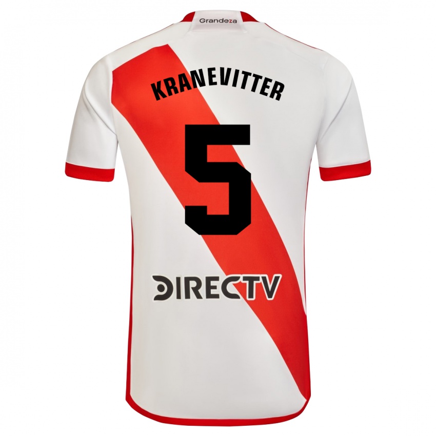 Niño Camiseta Matías Kranevitter #5 Blanco Rojo 1ª Equipación 2024/25 La Camisa México