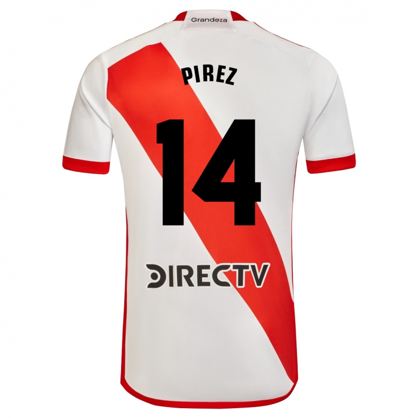 Niño Camiseta Leandro González Pírez #14 Blanco Rojo 1ª Equipación 2024/25 La Camisa México