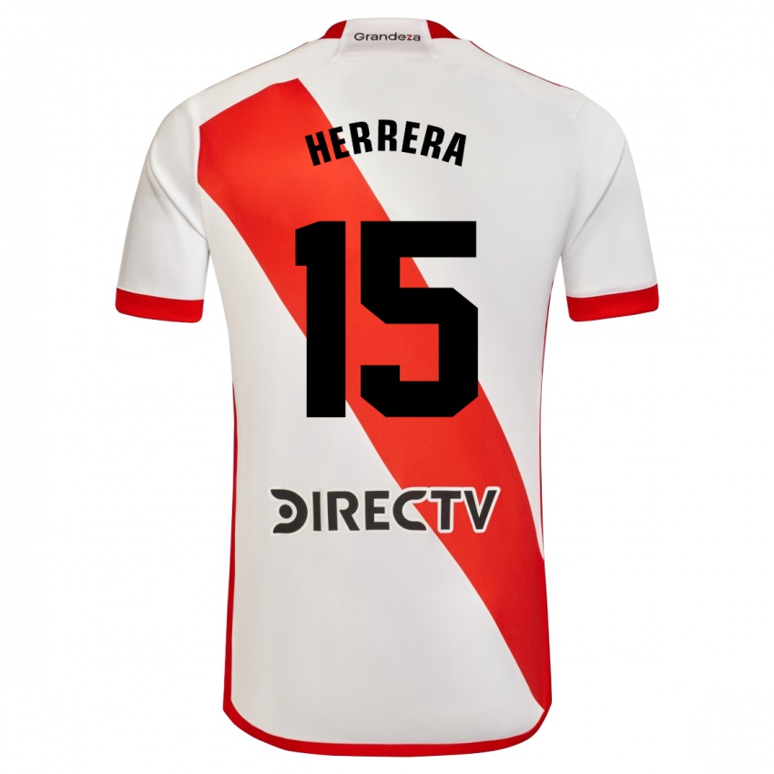 Niño Camiseta Andrés Herrera #15 Blanco Rojo 1ª Equipación 2024/25 La Camisa México