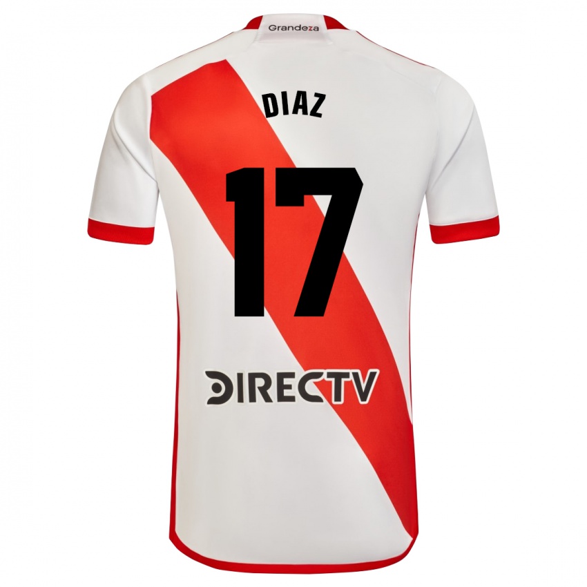 Niño Camiseta Paulo Diaz #17 Blanco Rojo 1ª Equipación 2024/25 La Camisa México