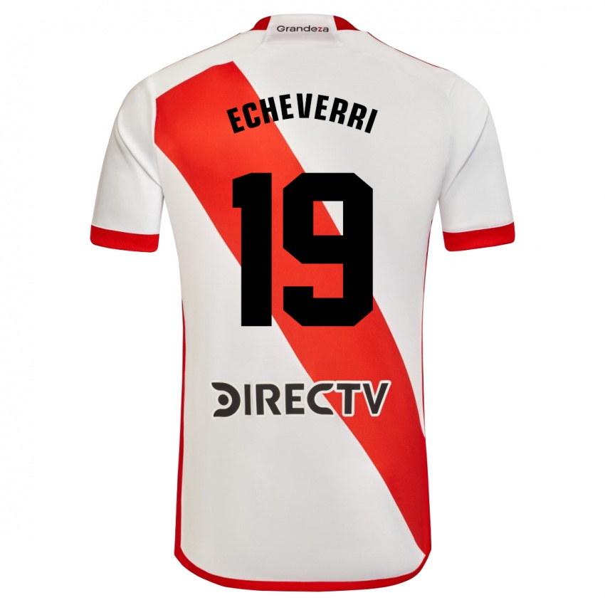 Niño Camiseta Claudio Echeverri #19 Blanco Rojo 1ª Equipación 2024/25 La Camisa México