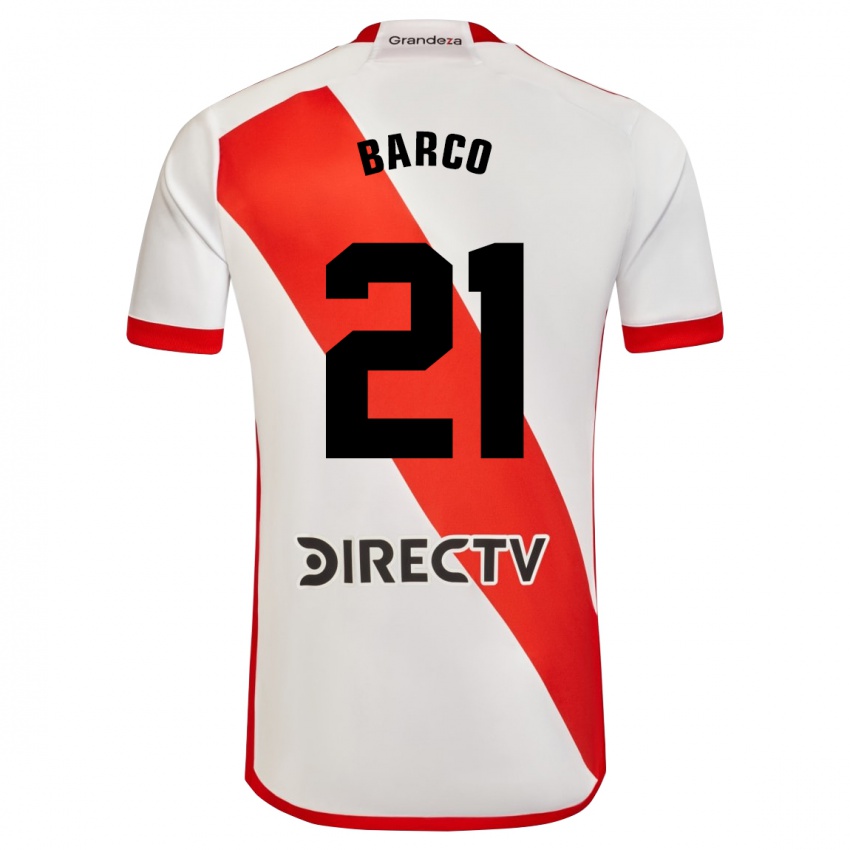 Niño Camiseta Esequiel Barco #21 Blanco Rojo 1ª Equipación 2024/25 La Camisa México