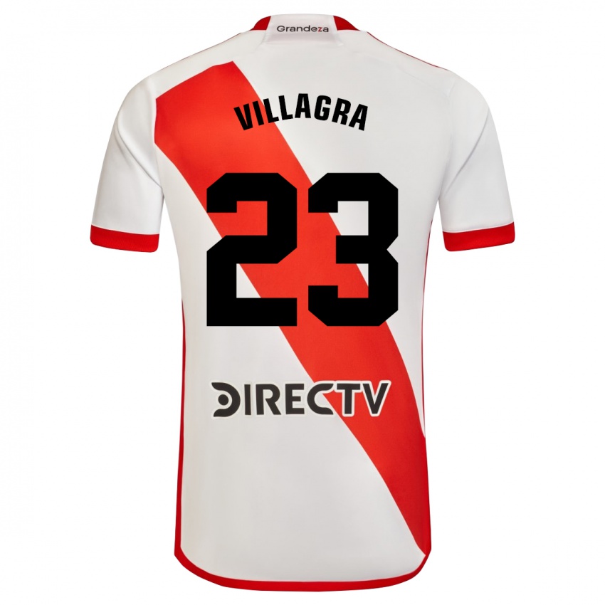 Niño Camiseta Rodrigo Villagra #23 Blanco Rojo 1ª Equipación 2024/25 La Camisa México