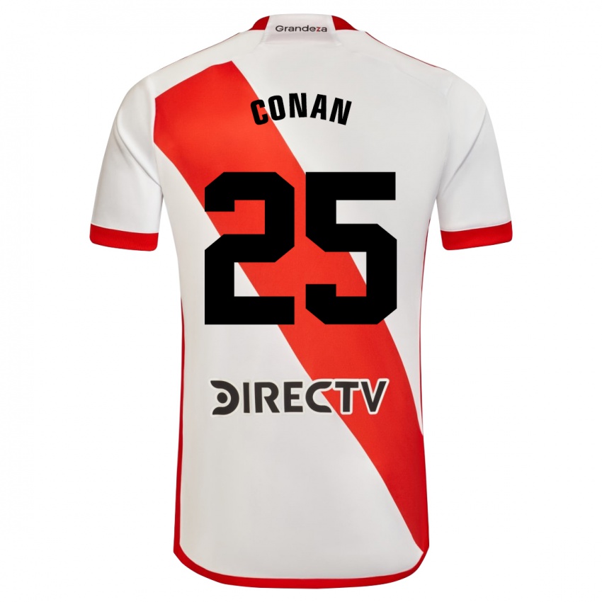 Niño Camiseta Conan Ledesma #25 Blanco Rojo 1ª Equipación 2024/25 La Camisa México