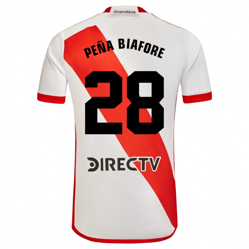 Niño Camiseta Felipe Pena Biafore #28 Blanco Rojo 1ª Equipación 2024/25 La Camisa México