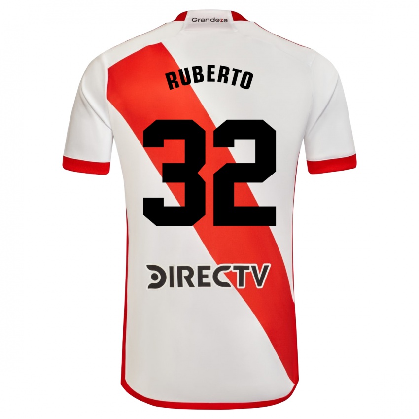 Niño Camiseta Agustín Ruberto #32 Blanco Rojo 1ª Equipación 2024/25 La Camisa México