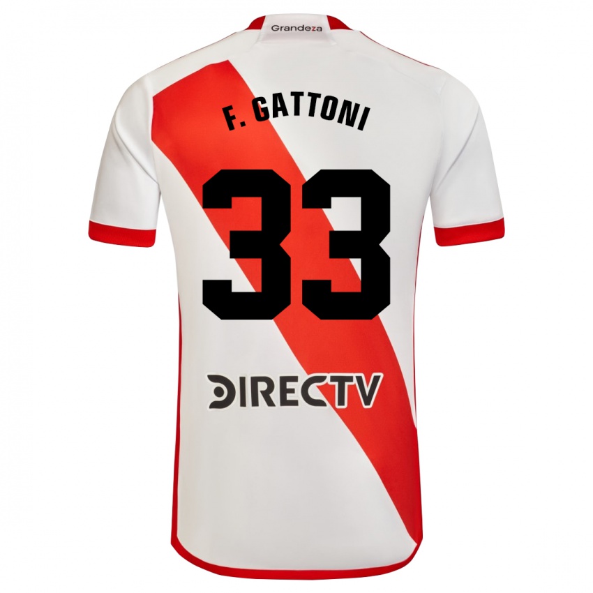 Niño Camiseta Federico Gattoni #33 Blanco Rojo 1ª Equipación 2024/25 La Camisa México