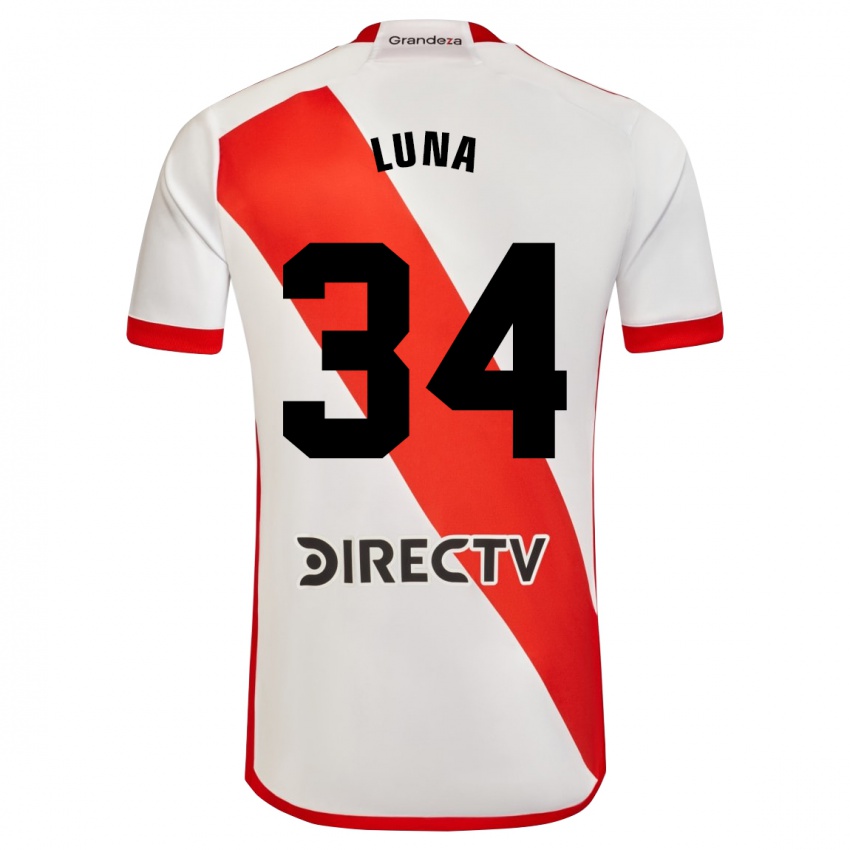 Niño Camiseta Jonás Luna #34 Blanco Rojo 1ª Equipación 2024/25 La Camisa México