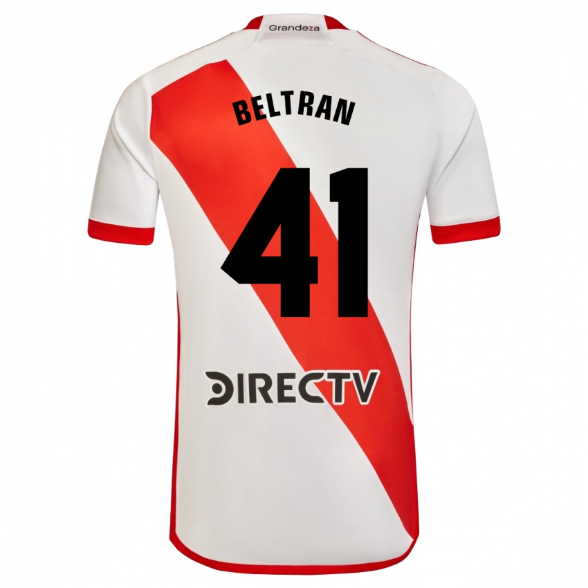 Niño Camiseta Santiago Beltrán #41 Blanco Rojo 1ª Equipación 2024/25 La Camisa México