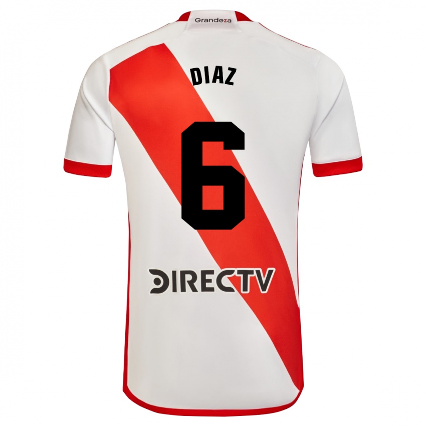 Niño Camiseta Milagros Díaz #6 Blanco Rojo 1ª Equipación 2024/25 La Camisa México