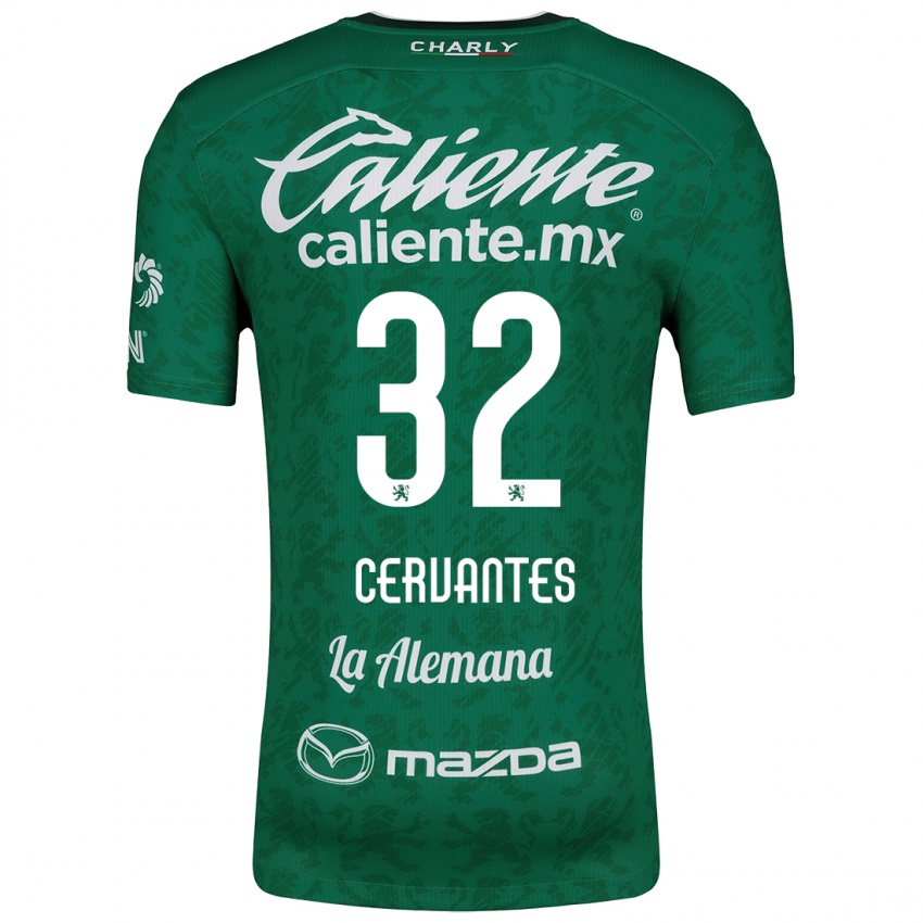 Niño Camiseta Luis Cervantes #32 Verde Blanco 1ª Equipación 2024/25 La Camisa México