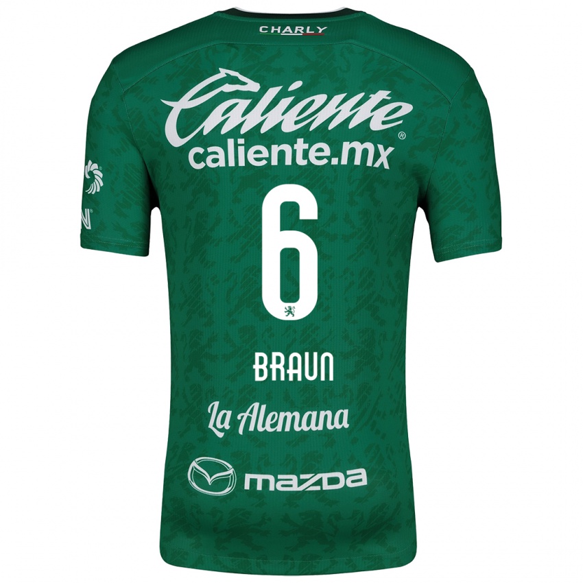 Niño Camiseta Sophia Braun #6 Verde Blanco 1ª Equipación 2024/25 La Camisa México