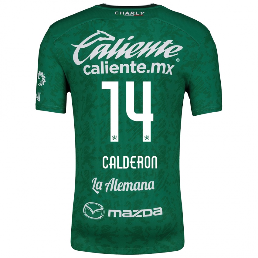 Niño Camiseta Daniela Calderón #14 Verde Blanco 1ª Equipación 2024/25 La Camisa México