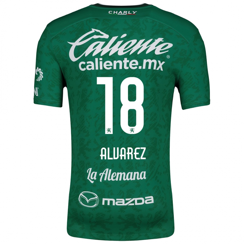 Niño Camiseta Yazmin Álvarez #18 Verde Blanco 1ª Equipación 2024/25 La Camisa México