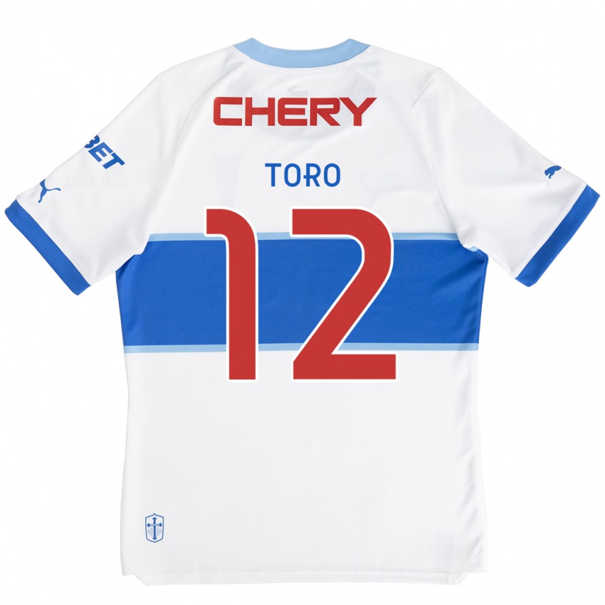 Niño Camiseta Ian Toro #12 Blanco Azul 1ª Equipación 2024/25 La Camisa México