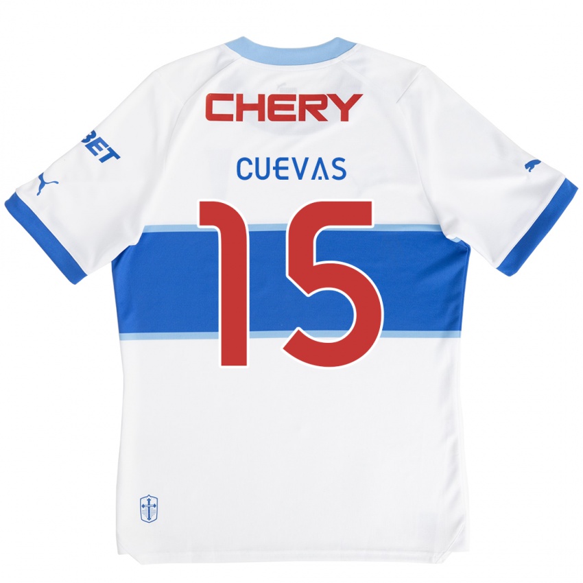 Niño Camiseta Cristian Cuevas #15 Blanco Azul 1ª Equipación 2024/25 La Camisa México