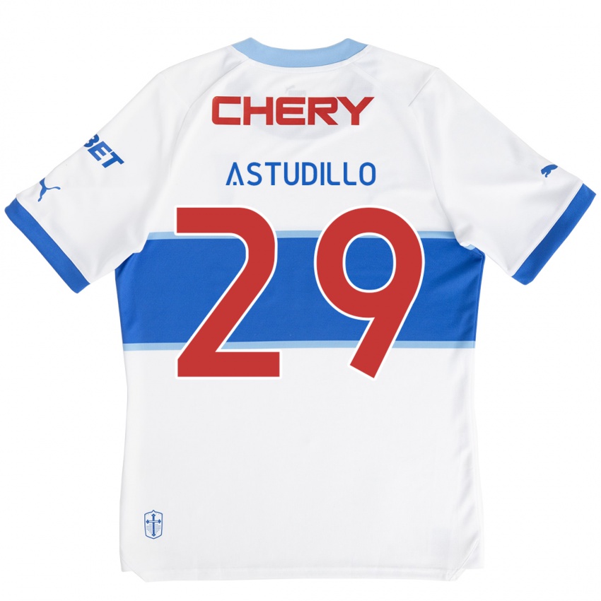 Niño Camiseta Aaron Astudillo #29 Blanco Azul 1ª Equipación 2024/25 La Camisa México