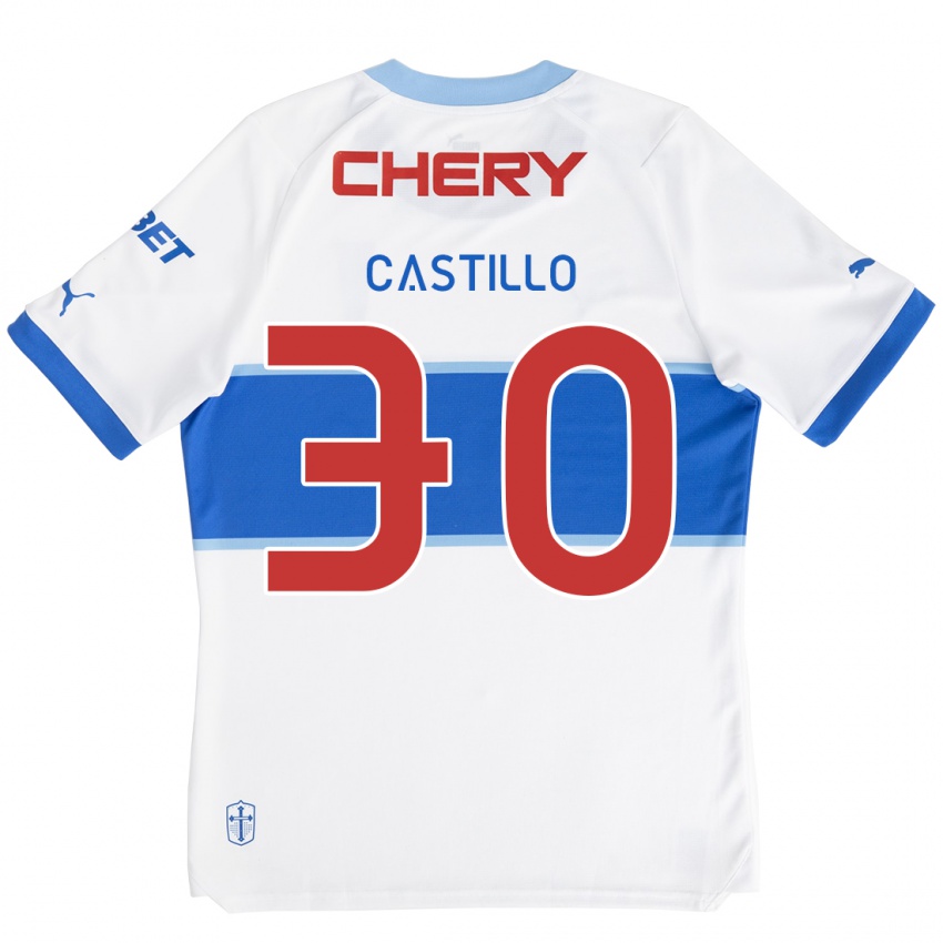 Niño Camiseta Nicolas Castillo #30 Blanco Azul 1ª Equipación 2024/25 La Camisa México