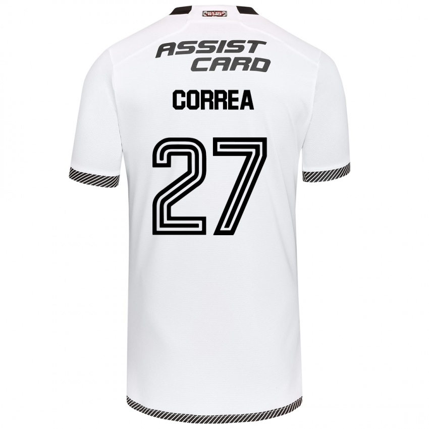 Niño Camiseta Javier Correa #27 Blanco Negro 1ª Equipación 2024/25 La Camisa México