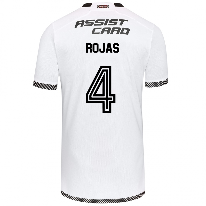 Niño Camiseta Javier Rojas #4 Blanco Negro 1ª Equipación 2024/25 La Camisa México