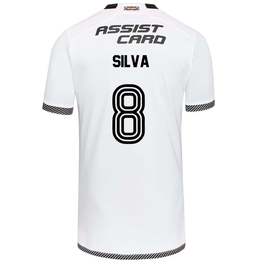 Niño Camiseta Bastián Silva #8 Blanco Negro 1ª Equipación 2024/25 La Camisa México