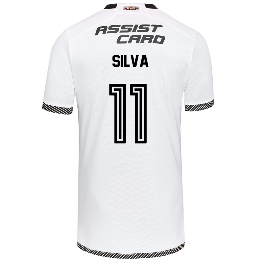 Niño Camiseta Martín Silva #11 Blanco Negro 1ª Equipación 2024/25 La Camisa México