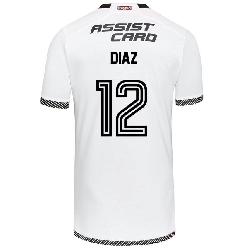 Niño Camiseta Javiera Díaz #12 Blanco Negro 1ª Equipación 2024/25 La Camisa México