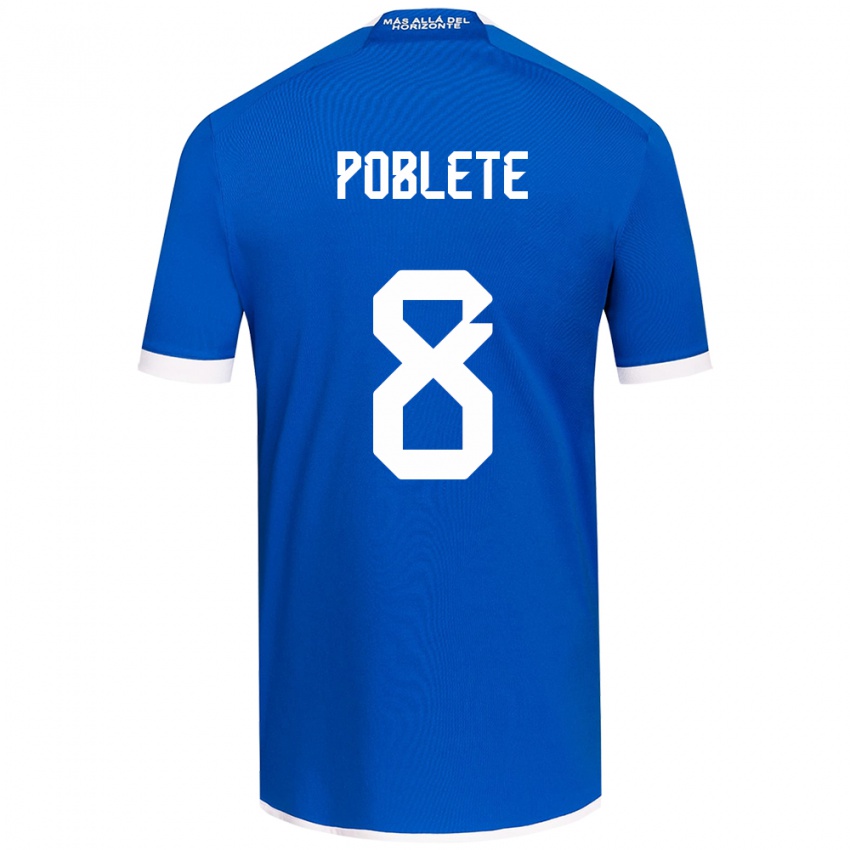 Niño Camiseta Israel Poblete #8 Azul Blanco 1ª Equipación 2024/25 La Camisa México