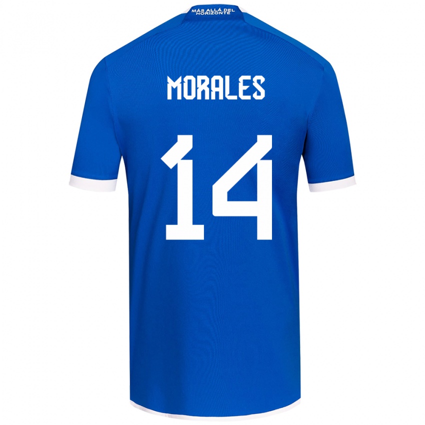 Niño Camiseta Marcelo Morales #14 Azul Blanco 1ª Equipación 2024/25 La Camisa México