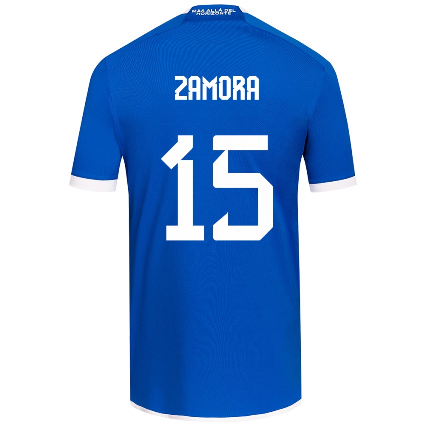 Niño Camiseta Daniela Zamora #15 Azul Blanco 1ª Equipación 2024/25 La Camisa México