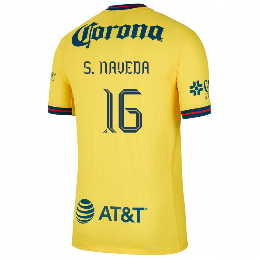 Niño Camiseta Santiago Naveda #16 Amarillo Azul 1ª Equipación 2024/25 La Camisa México