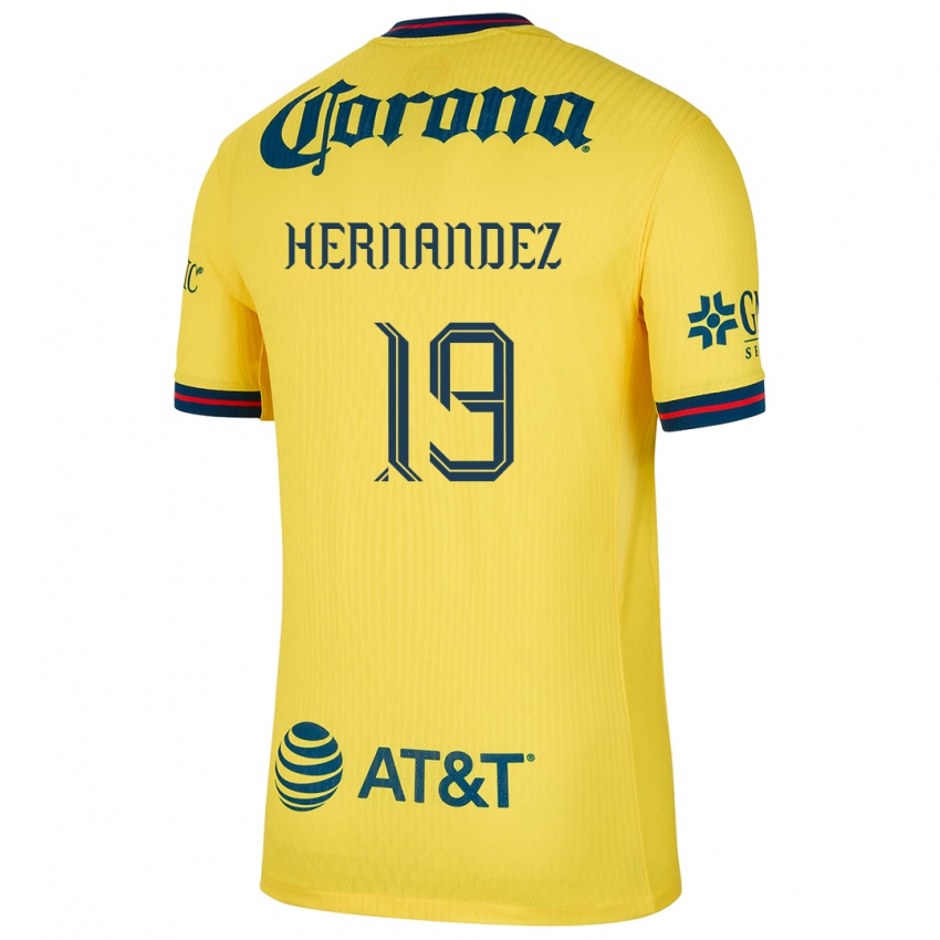 Niño Camiseta Illian Hernández #19 Amarillo Azul 1ª Equipación 2024/25 La Camisa México