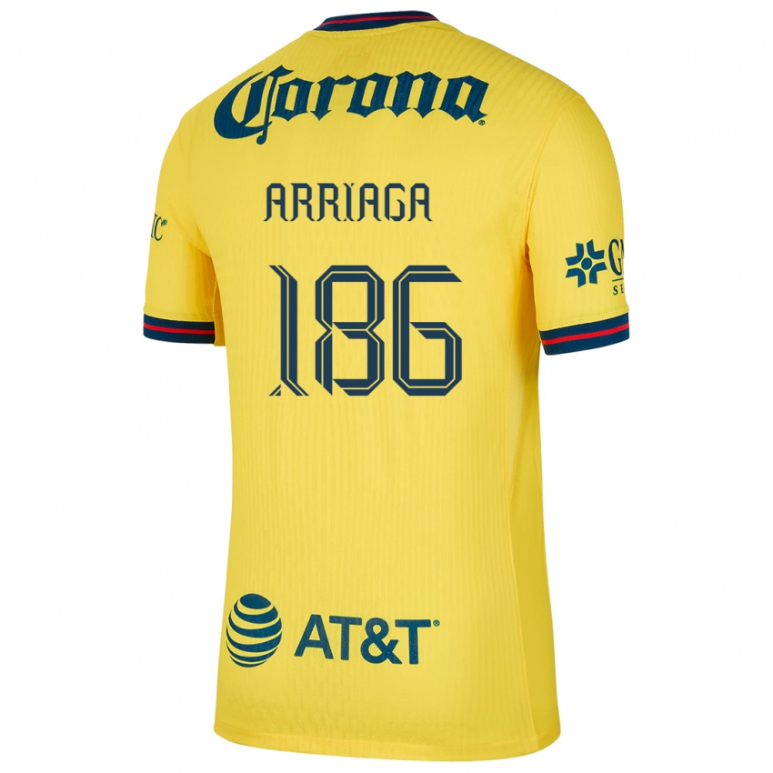 Niño Camiseta Diego Arriaga #186 Amarillo Azul 1ª Equipación 2024/25 La Camisa México