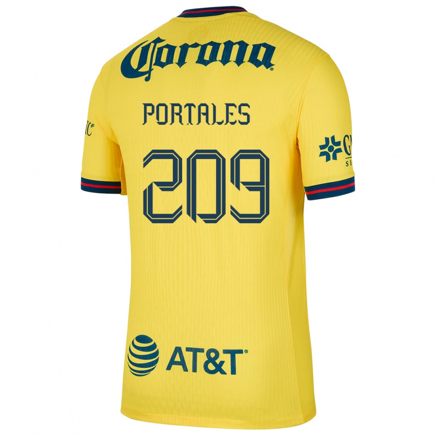 Niño Camiseta Walter Portales #209 Amarillo Azul 1ª Equipación 2024/25 La Camisa México