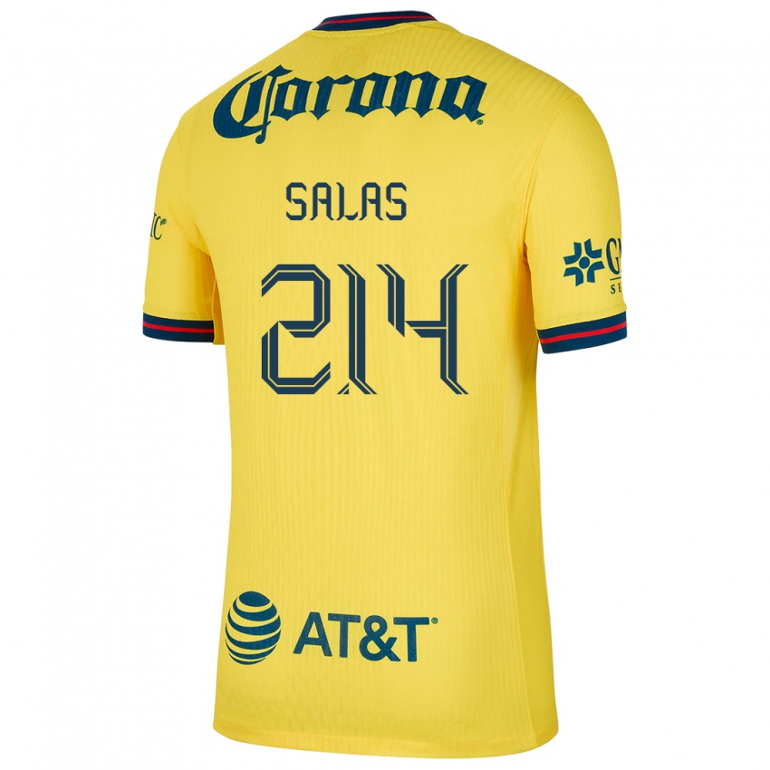 Niño Camiseta Patricio Salas #214 Amarillo Azul 1ª Equipación 2024/25 La Camisa México