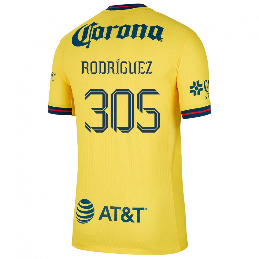 Niño Camiseta Bryan Rodríguez #305 Amarillo Azul 1ª Equipación 2024/25 La Camisa México