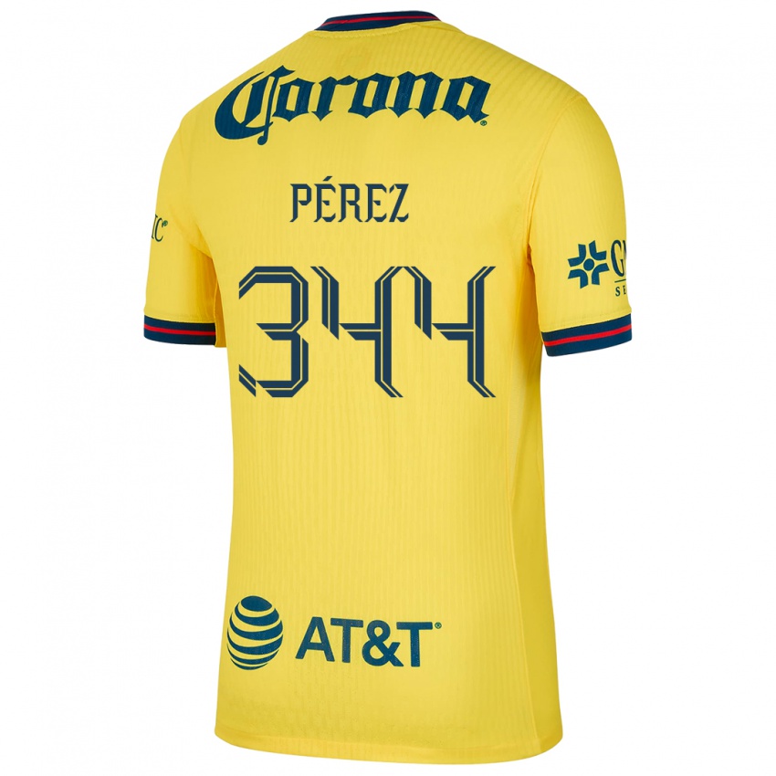 Niño Camiseta Froylan Pérez #344 Amarillo Azul 1ª Equipación 2024/25 La Camisa México