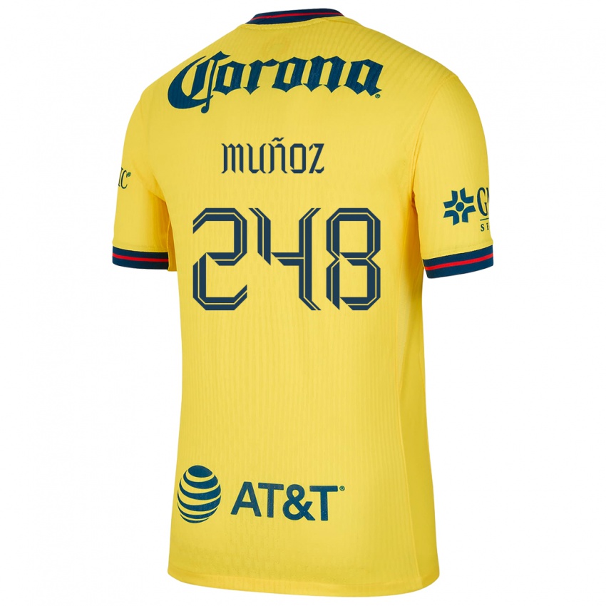 Niño Camiseta Diego Muñoz #248 Amarillo Azul 1ª Equipación 2024/25 La Camisa México