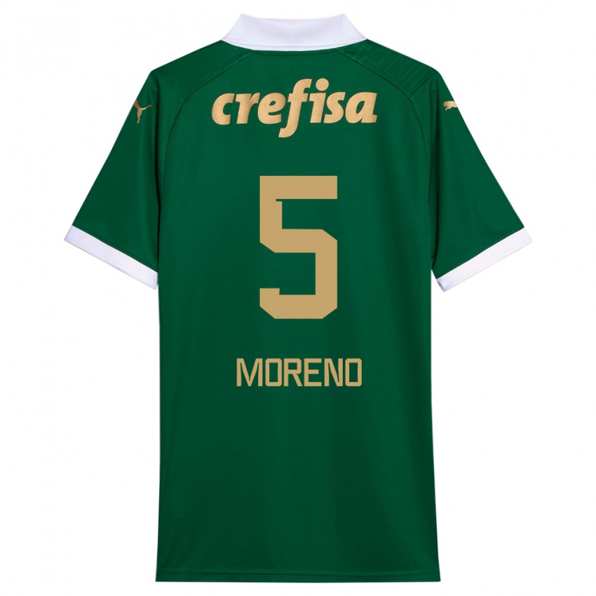 Niño Camiseta Aníbal Moreno #5 Verde Blanco 1ª Equipación 2024/25 La Camisa México