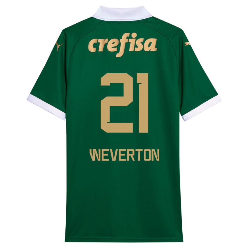 Niño Camiseta Weverton #21 Verde Blanco 1ª Equipación 2024/25 La Camisa México