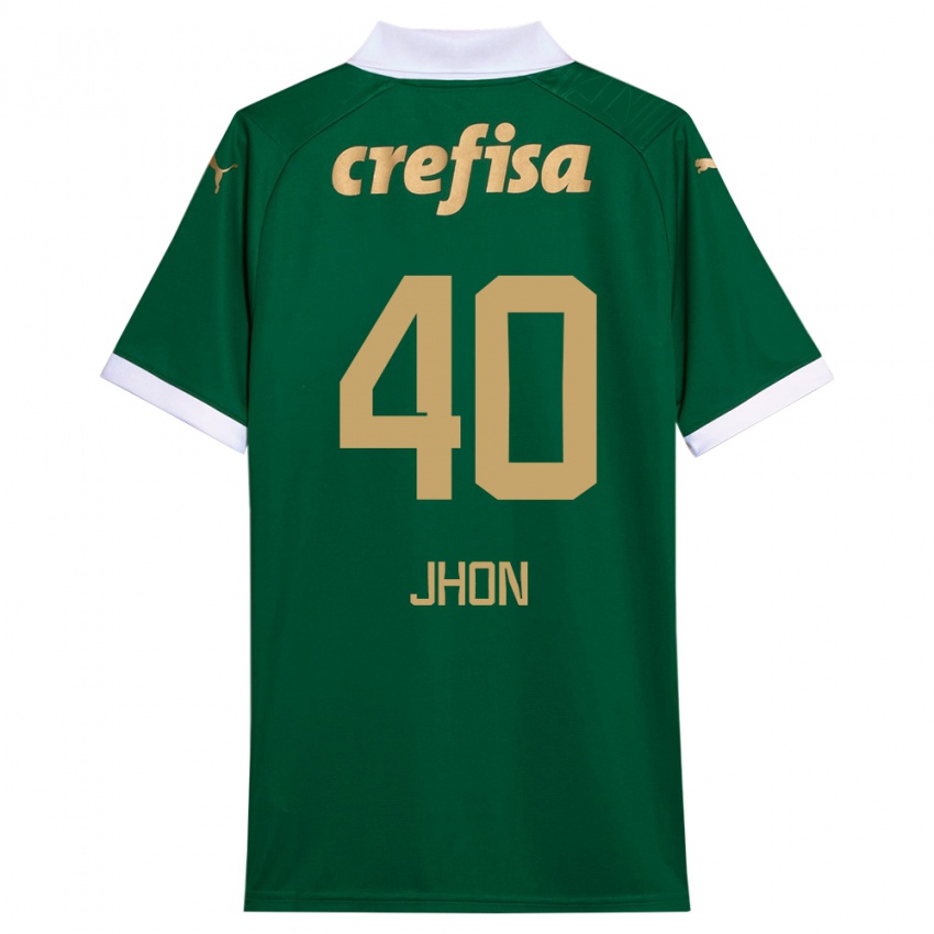 Niño Camiseta Jhon Jhon #40 Verde Blanco 1ª Equipación 2024/25 La Camisa México