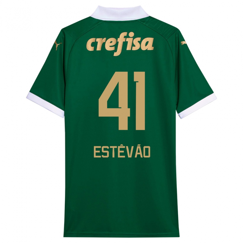 Niño Camiseta Estêvão #41 Verde Blanco 1ª Equipación 2024/25 La Camisa México