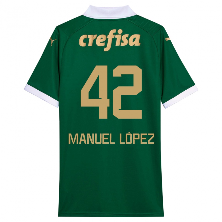 Niño Camiseta José Manuel López #42 Verde Blanco 1ª Equipación 2024/25 La Camisa México