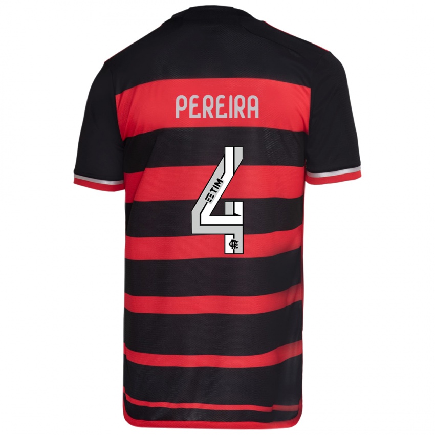 Niño Camiseta Leo Pereira #4 Negro Rojo 1ª Equipación 2024/25 La Camisa México