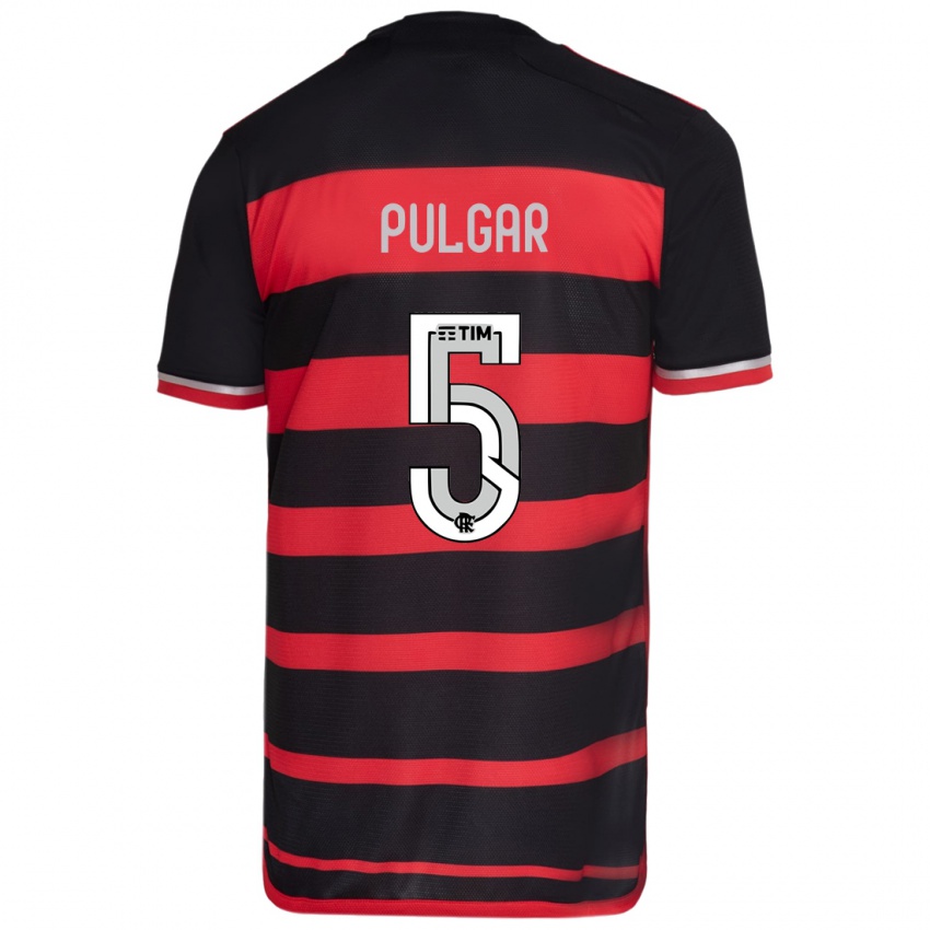 Niño Camiseta Erick Pulgar #5 Negro Rojo 1ª Equipación 2024/25 La Camisa México