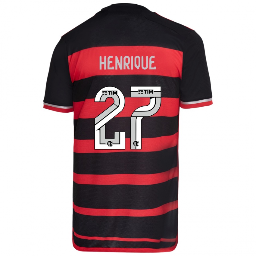 Niño Camiseta Bruno Henrique #27 Negro Rojo 1ª Equipación 2024/25 La Camisa México