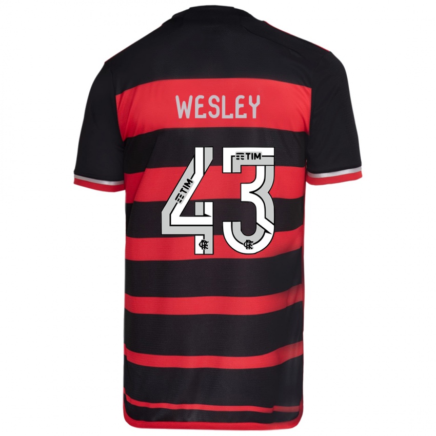 Niño Camiseta Wesley #43 Negro Rojo 1ª Equipación 2024/25 La Camisa México