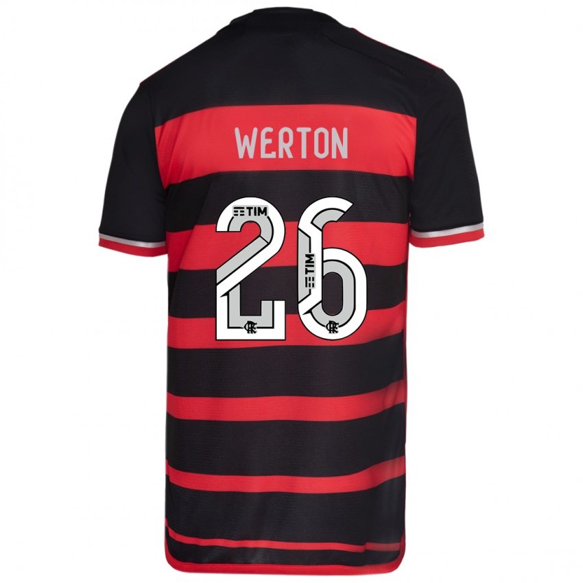 Niño Camiseta Werton #26 Negro Rojo 1ª Equipación 2024/25 La Camisa México