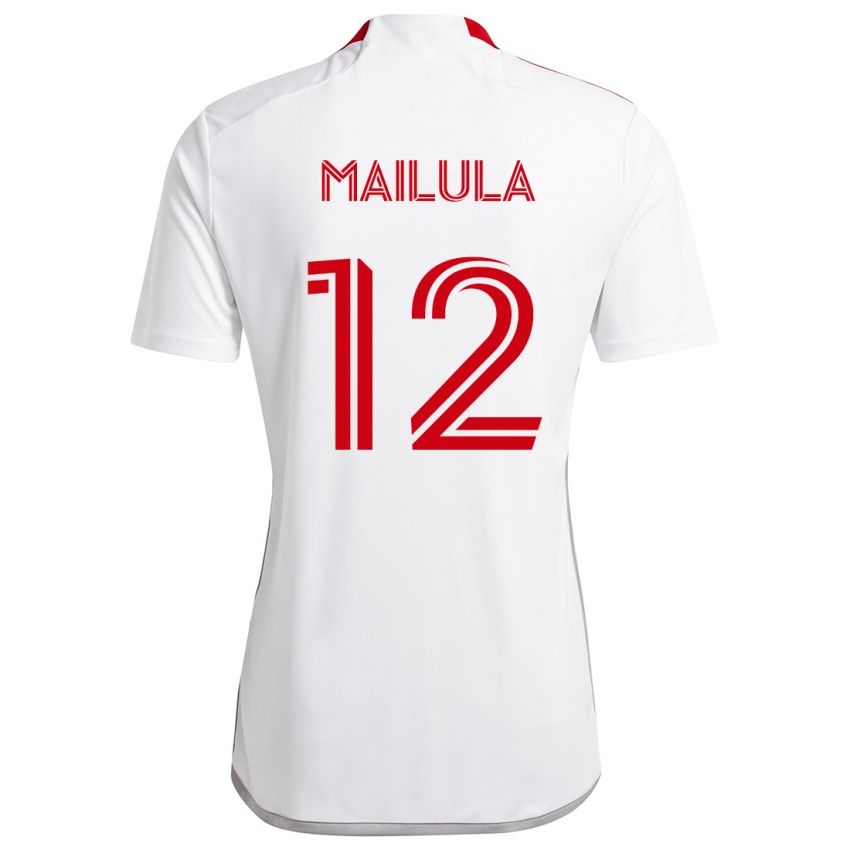 Niño Camiseta Cassius Mailula #12 Blanco Rojo 2ª Equipación 2024/25 La Camisa México