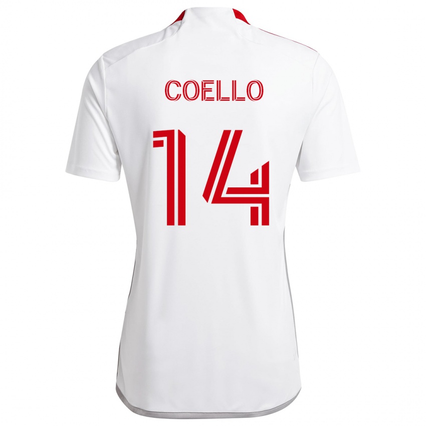 Niño Camiseta Alonso Coello #14 Blanco Rojo 2ª Equipación 2024/25 La Camisa México